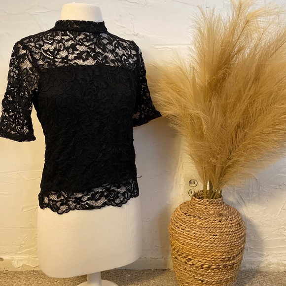 H&M Tops - H&M black lace top S NWT